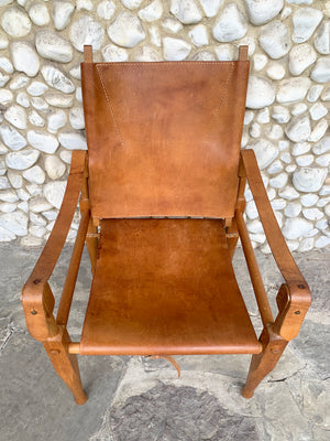 Safari Chair by Wilhelm Kienzle in leather for Wohnbedarf, Zürich, 1960s