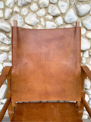 Safari Chair by Wilhelm Kienzle in leather for Wohnbedarf, Zürich, 1960s