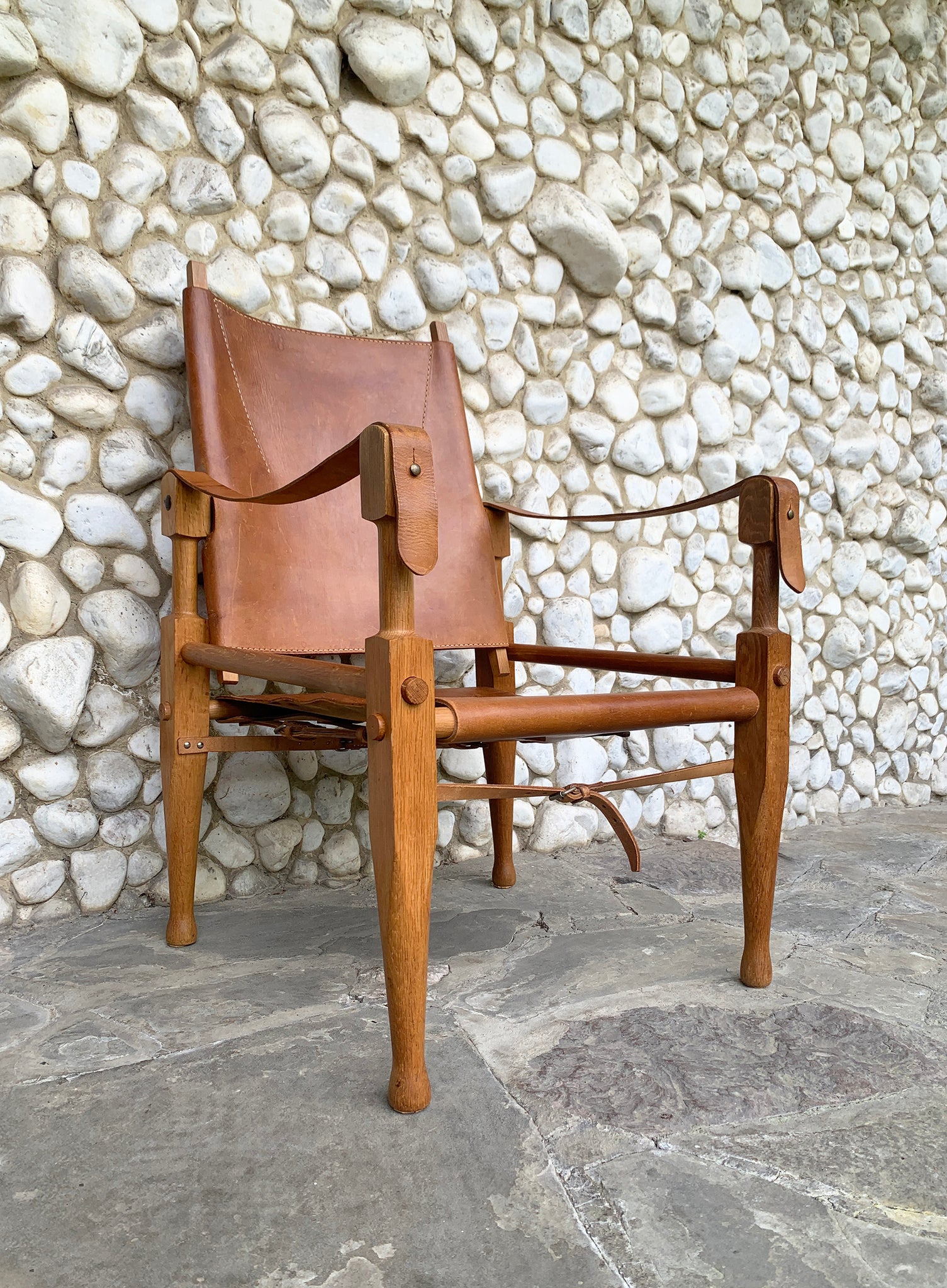 Safari Chair by Wilhelm Kienzle in leather for Wohnbedarf, Zürich, 1960s