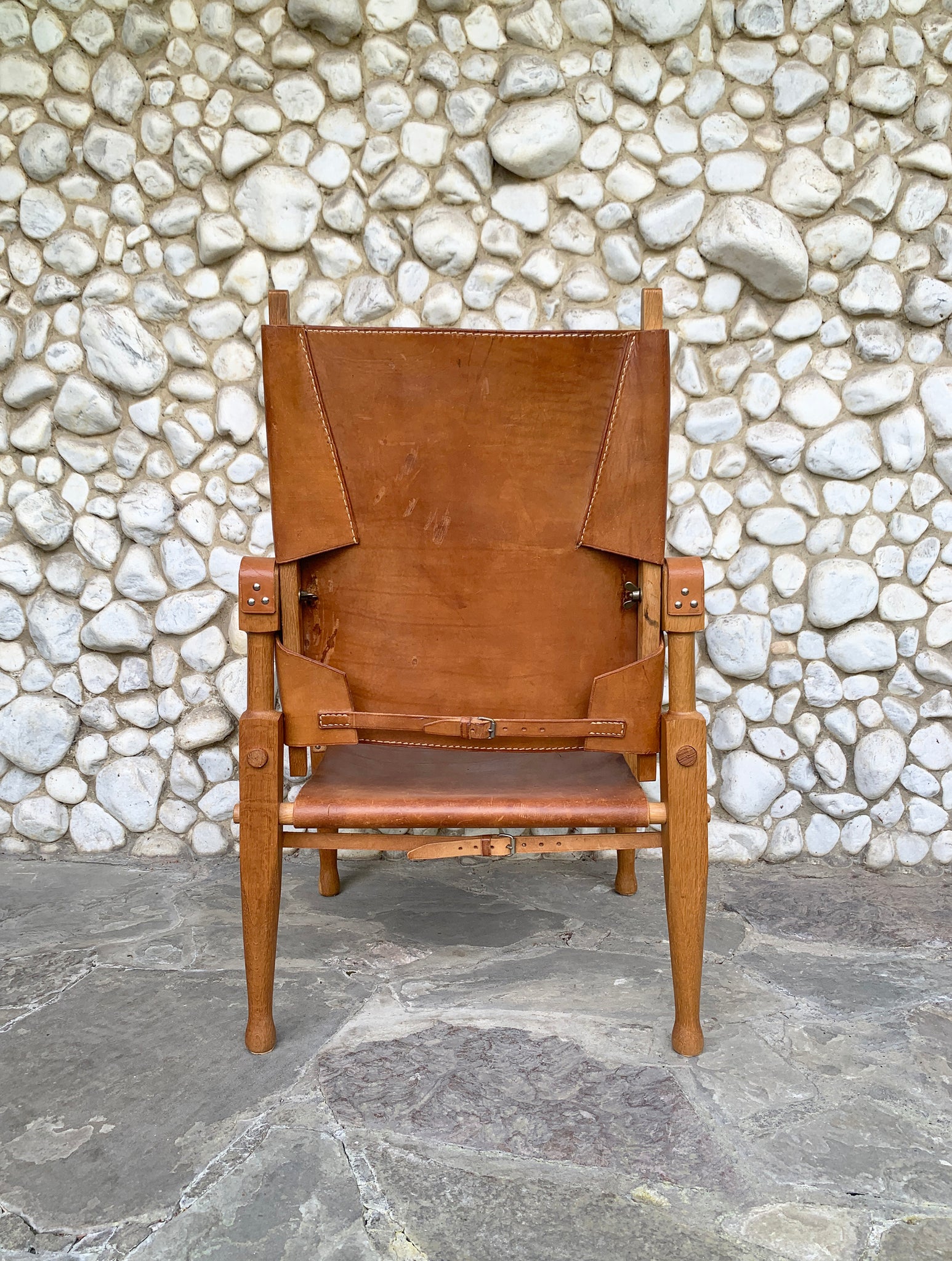 Safari Chair by Wilhelm Kienzle in leather for Wohnbedarf, Zürich, 1960s