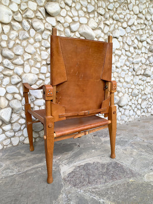 Safari Chair by Wilhelm Kienzle in leather for Wohnbedarf, Zürich, 1960s