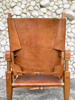 Safari Chair by Wilhelm Kienzle in leather for Wohnbedarf, Zürich, 1960s