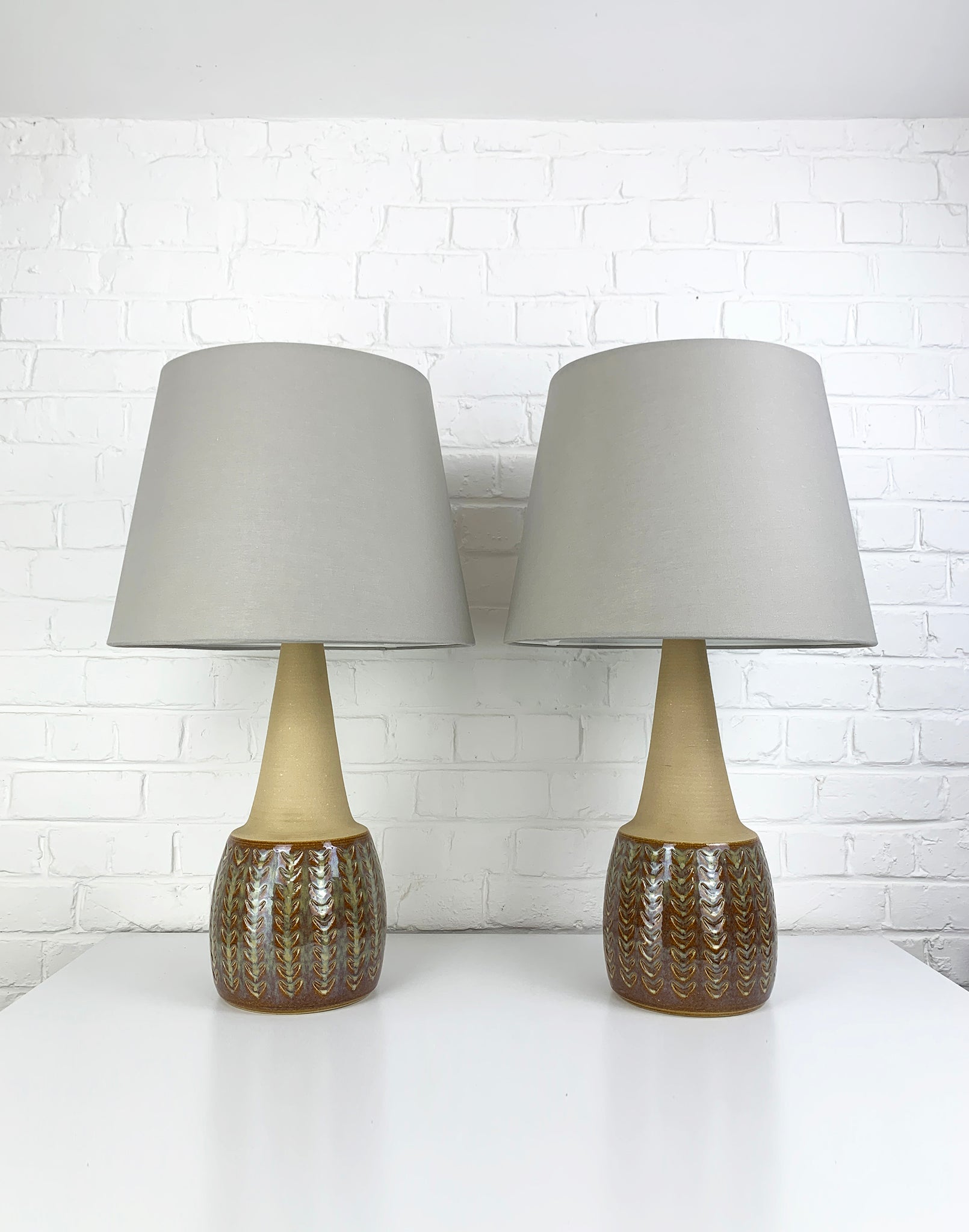 Pair Monumental Soholm Stoneware lamps by Einar Johansen Søholm Stentøj, Denmark 1960s