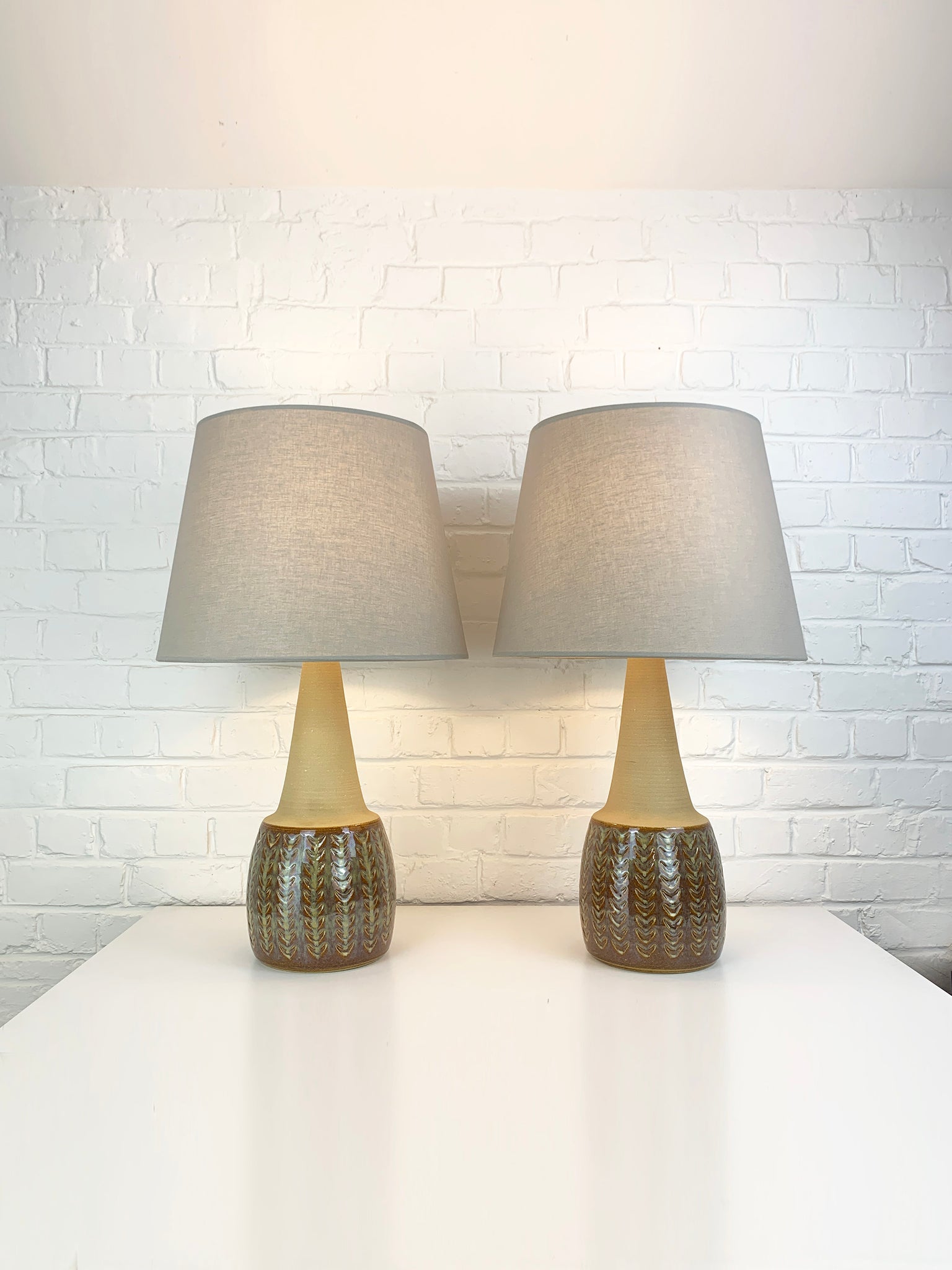 Pair Monumental Soholm Stoneware lamps by Einar Johansen Søholm Stentøj, Denmark 1960s