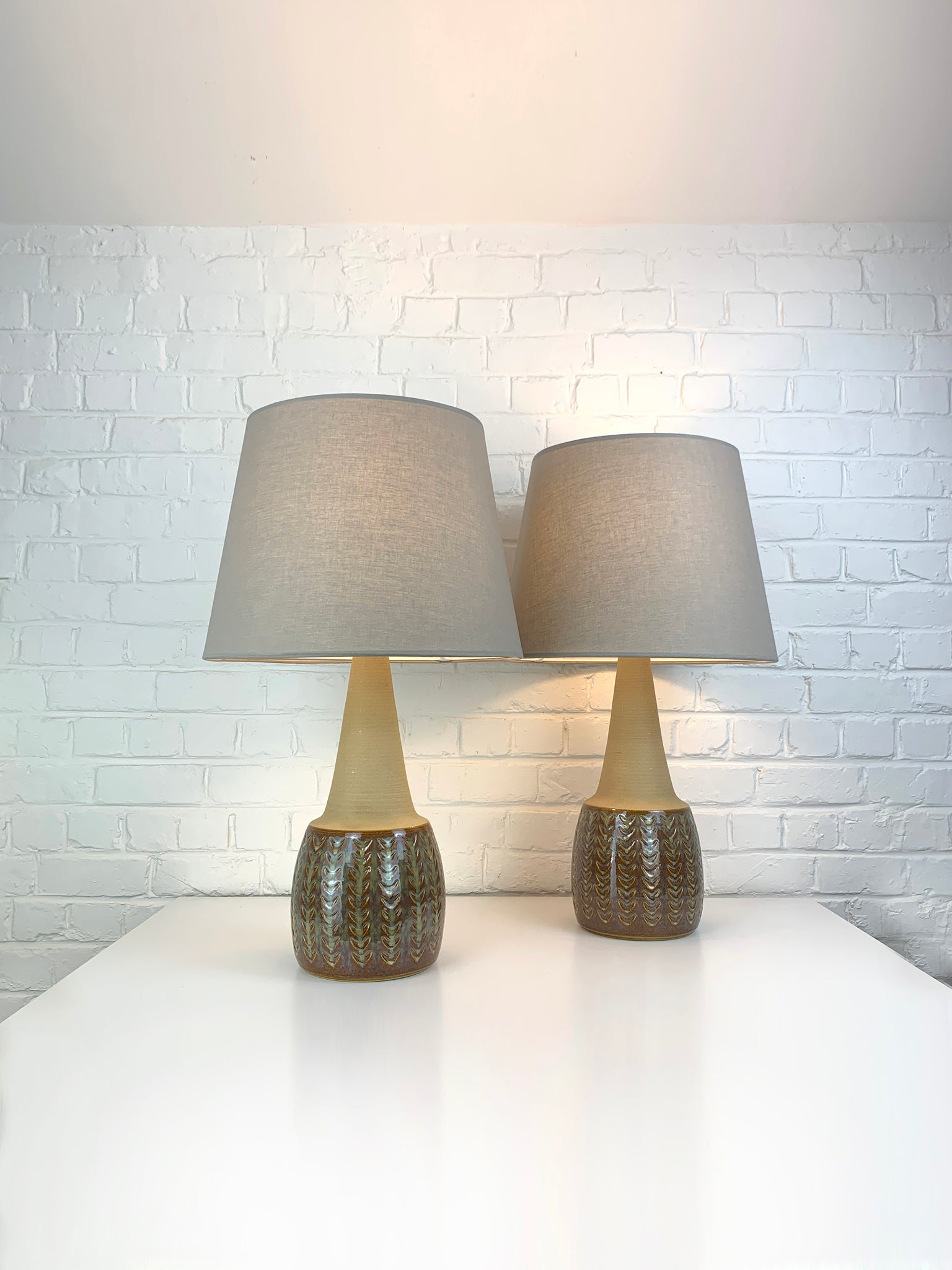 Pair Monumental Soholm Stoneware lamps by Einar Johansen Søholm Stentøj, Denmark 1960s