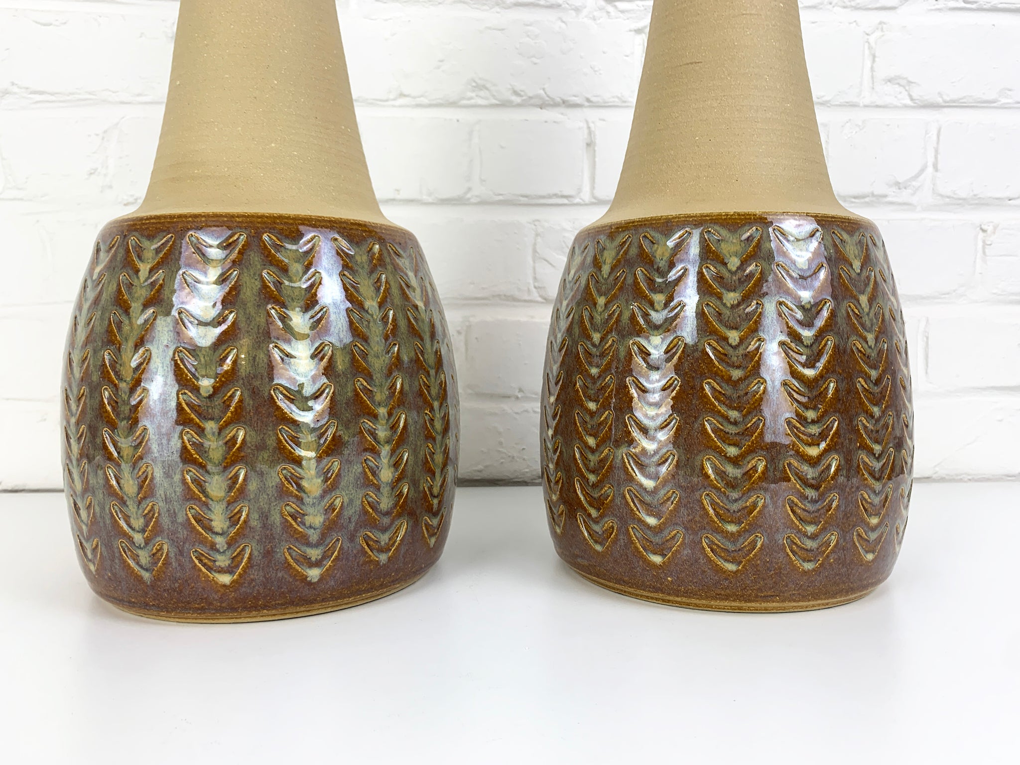 Pair Monumental Soholm Stoneware lamps by Einar Johansen Søholm Stentøj, Denmark 1960s