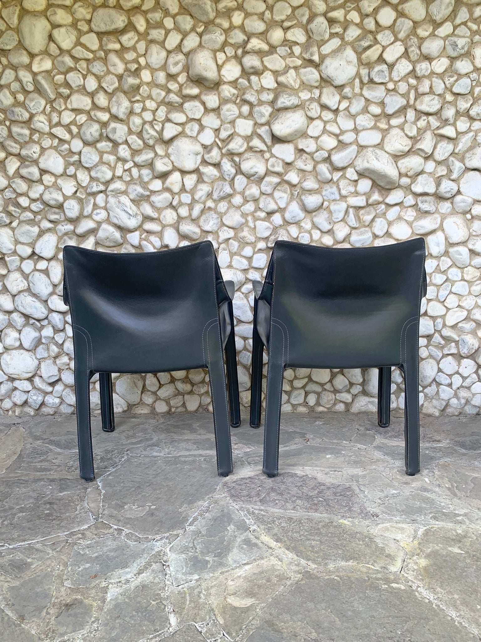 Pair CAB 413 Armchairs in Grey Leather by Mario Bellini for Cassina, 1980s