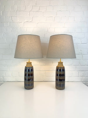 Pair tall Søholm Stentøj Stoneware table lamps Erling Mortensen Denmark 1960