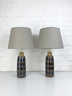 Pair tall Søholm Stentøj Stoneware table lamps Erling Mortensen Denmark 1960