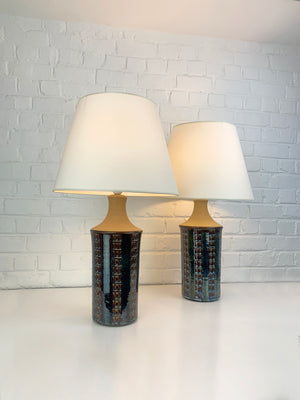 Pair tall Søholm Stentøj Stoneware Mid-Century lamps Maria Philippi Denmark 1960