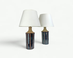 Pair tall Søholm Stentøj Stoneware Mid-Century lamps Maria Philippi Denmark 1960