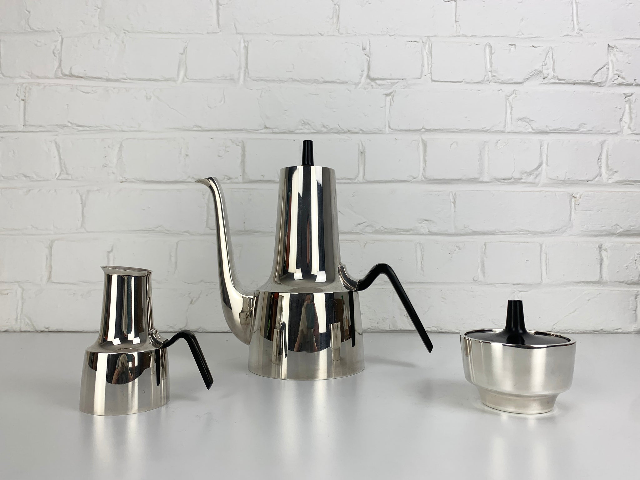 Modernist Silver-Plated Coffee Service Design Hans Bunde for Cohr, Denmark, 1950s