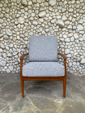 Lounge Easy chair 118 in Teak & Bouclé by Grete Jalk for France & Son, Denmark, 1960s