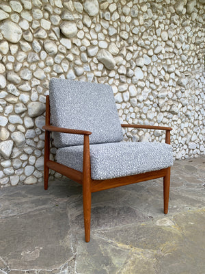 Lounge Easy chair 118 in Teak & Bouclé by Grete Jalk for France & Son, Denmark, 1960s