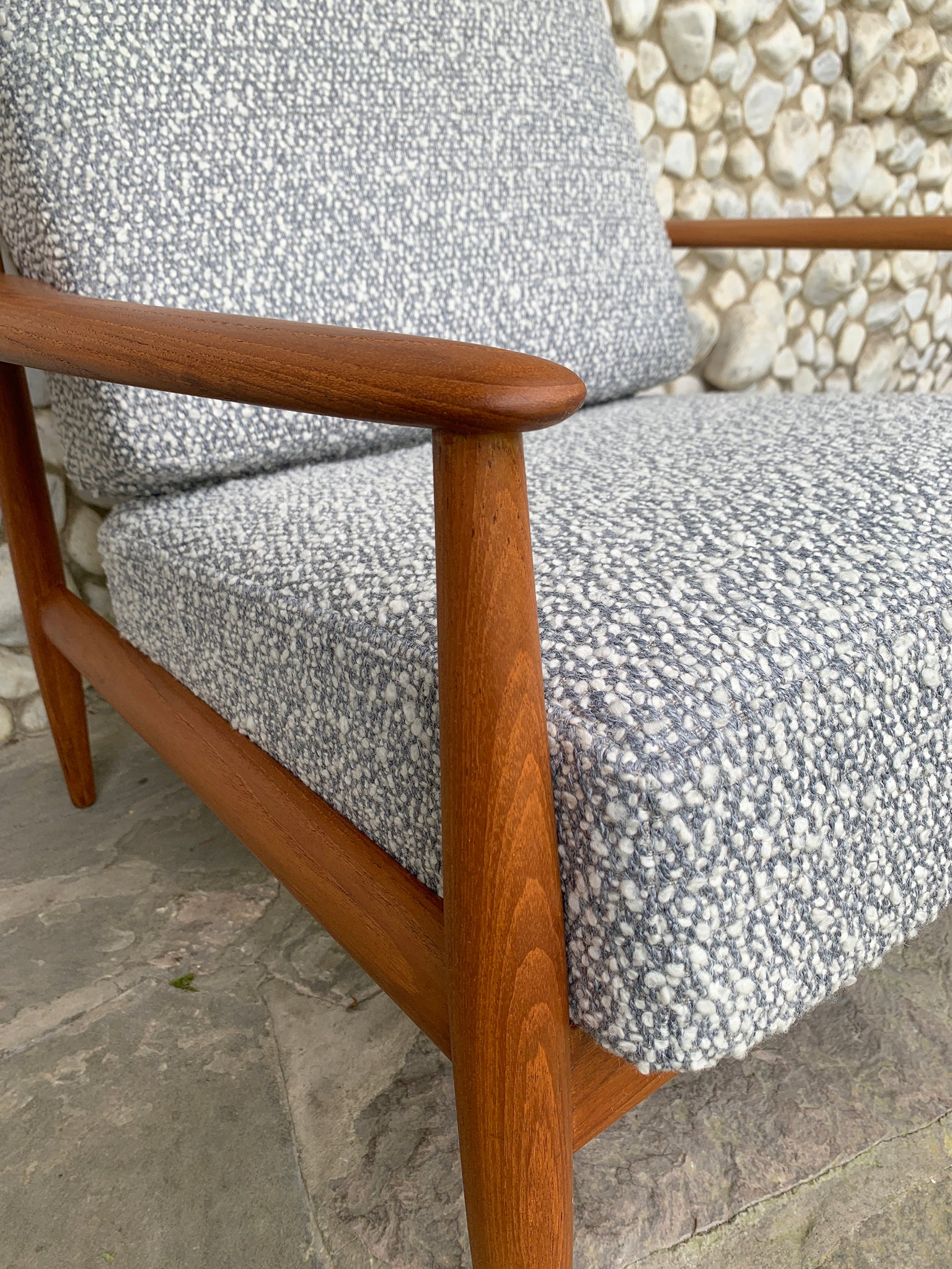 Lounge Easy chair 118 in Teak & Bouclé by Grete Jalk for France & Son, Denmark, 1960s