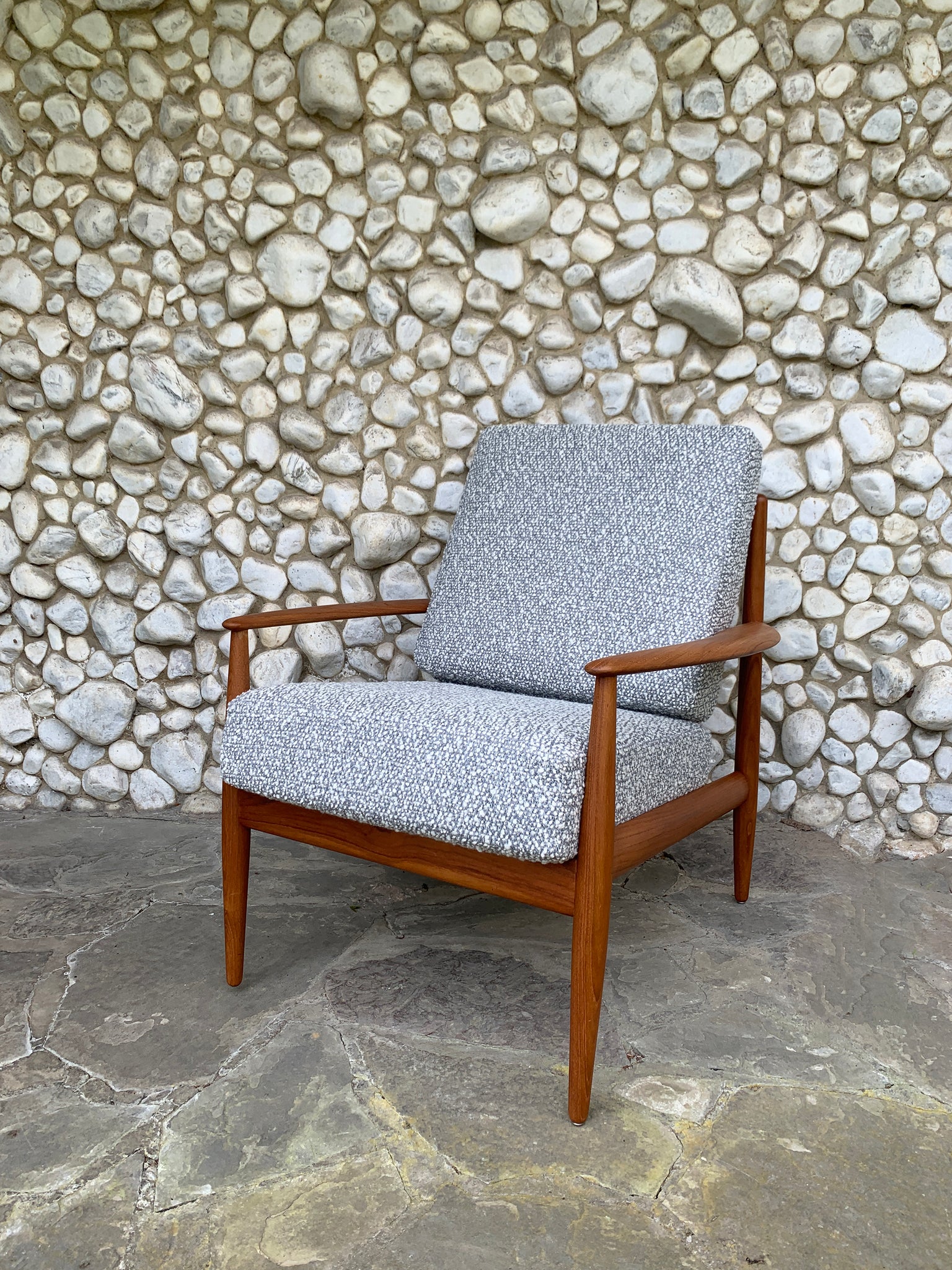 Lounge Easy chair 118 in Teak & Bouclé by Grete Jalk for France & Son, Denmark, 1960s