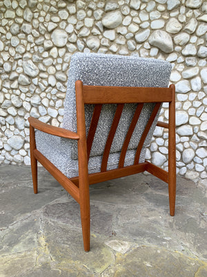 Lounge Easy chair 118 in Teak & Bouclé by Grete Jalk for France & Son, Denmark, 1960s