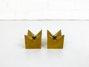 Pair of Crown Candleholders in Brass by Pierre Forsell for Skultuna Sweden 1960s