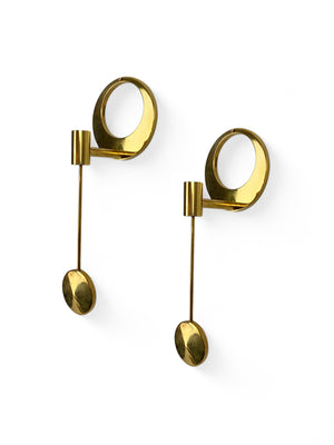 Set of 2 Brass Wall Mounted candleholders by Arthur Pe, Kolbäck, Sweden