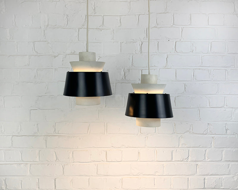 Pair Modernist Pendant Lamps by Jørn Utzon for Nordisk Solar, Denmark, 1960s