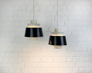 Pair Modernist Pendant Lamps by Jørn Utzon for Nordisk Solar, Denmark, 1960s