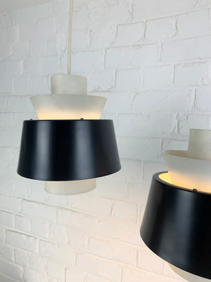 Pair Modernist Pendant Lamps by Jørn Utzon for Nordisk Solar, Denmark, 1960s