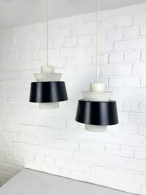 Pair Modernist Pendant Lamps by Jørn Utzon for Nordisk Solar, Denmark, 1960s