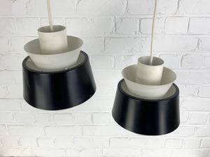 Pair Modernist Pendant Lamps by Jørn Utzon for Nordisk Solar, Denmark, 1960s