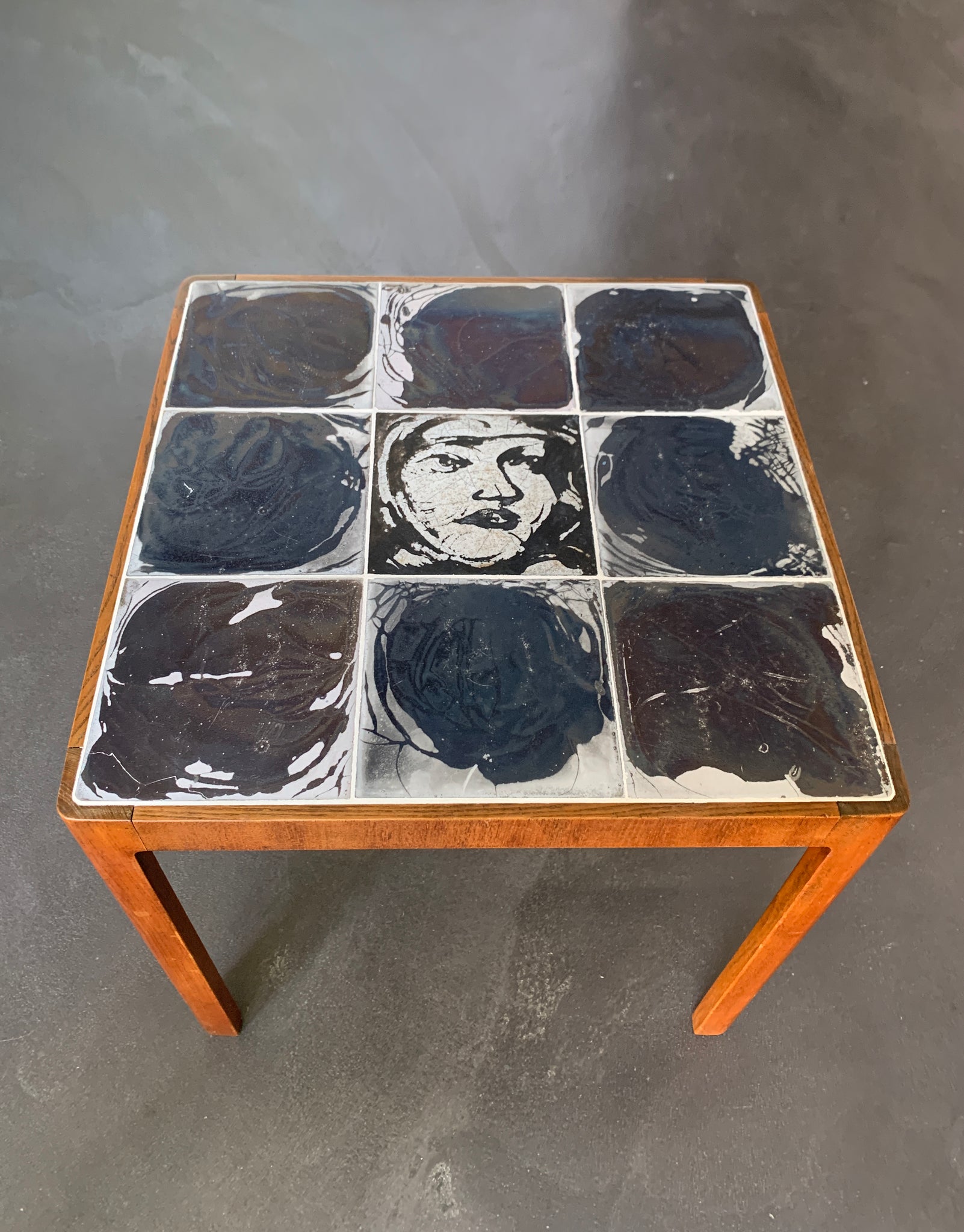 Ceramic & Wood Side Table Jens Thirslund for Herman Kähler, Denmark, 1960s