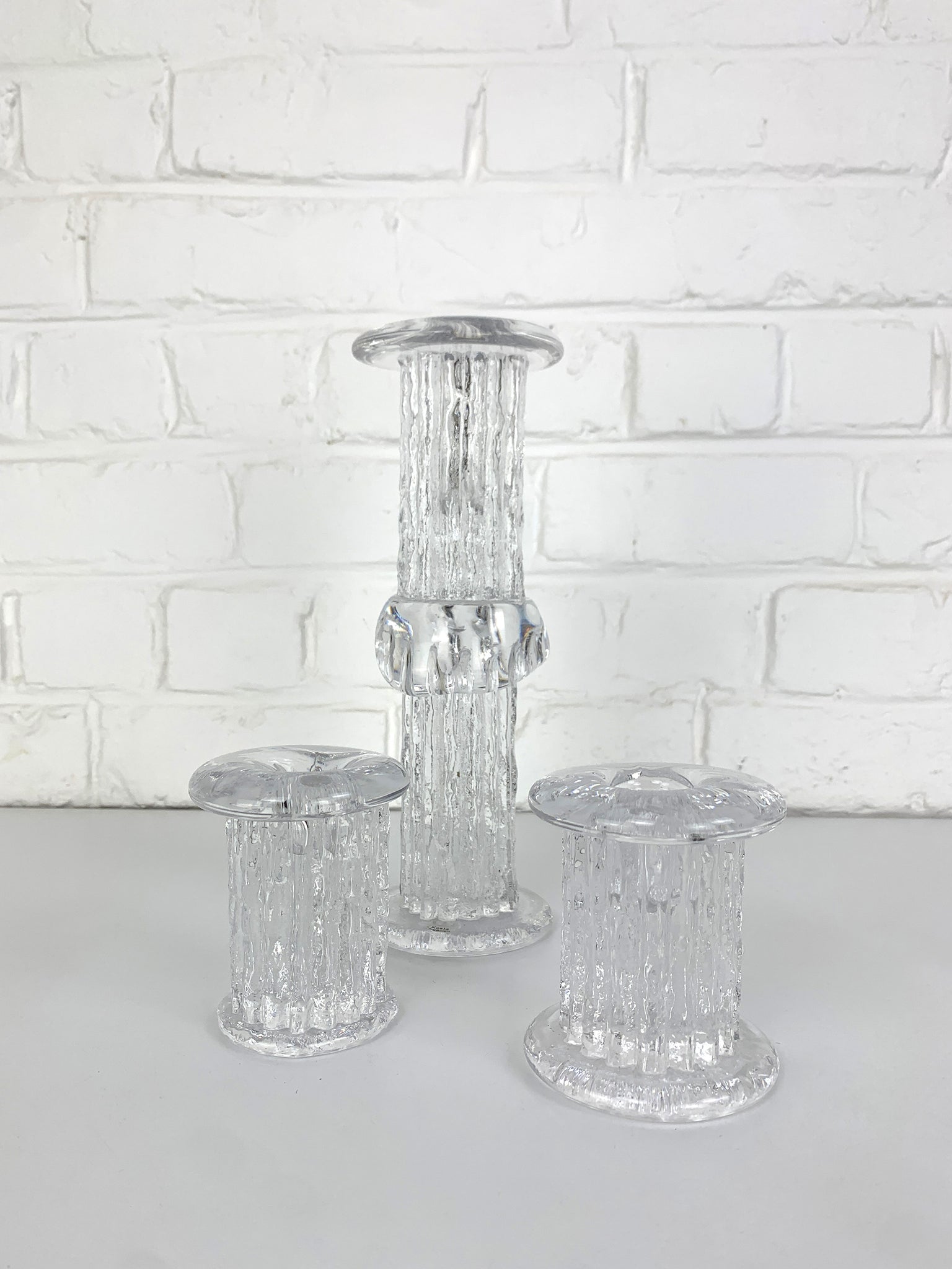 Glass Candlesticks by Göran Wärff for Kosta Boda, Sweden, 1970s, Set of 3