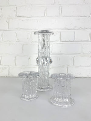 Glass Candlesticks by Göran Wärff for Kosta Boda, Sweden, 1970s, Set of 3