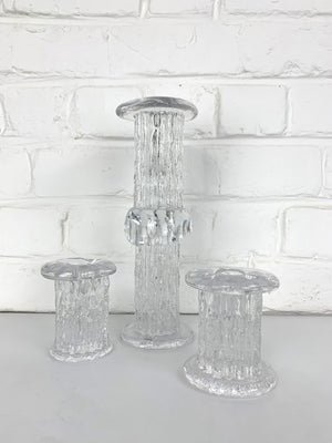 Glass Candlesticks by Göran Wärff for Kosta Boda, Sweden, 1970s, Set of 3