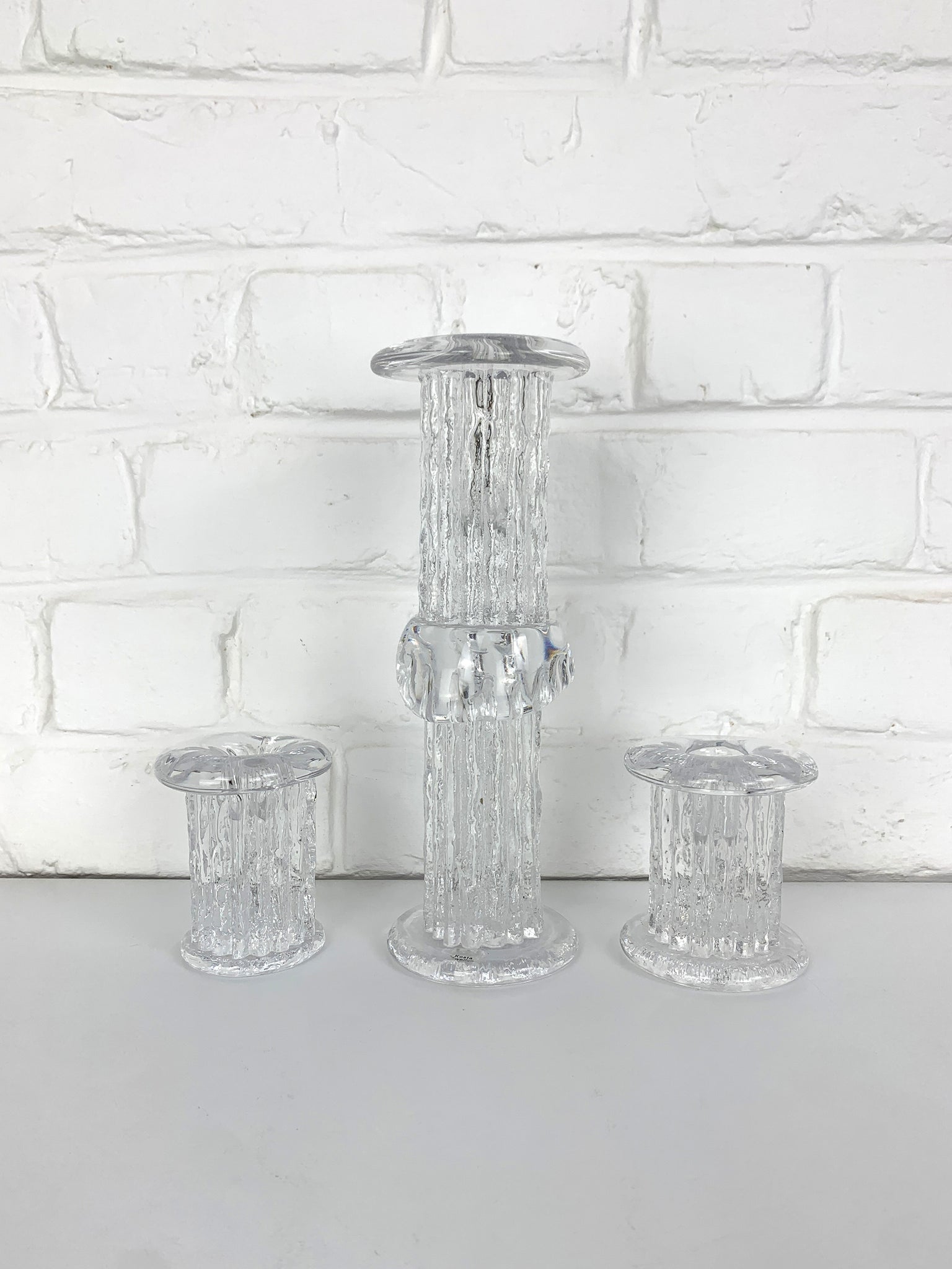 Glass Candlesticks by Göran Wärff for Kosta Boda, Sweden, 1970s, Set of 3