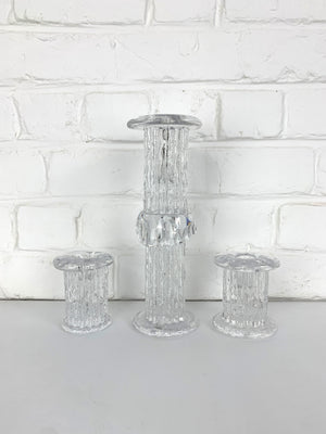 Glass Candlesticks by Göran Wärff for Kosta Boda, Sweden, 1970s, Set of 3