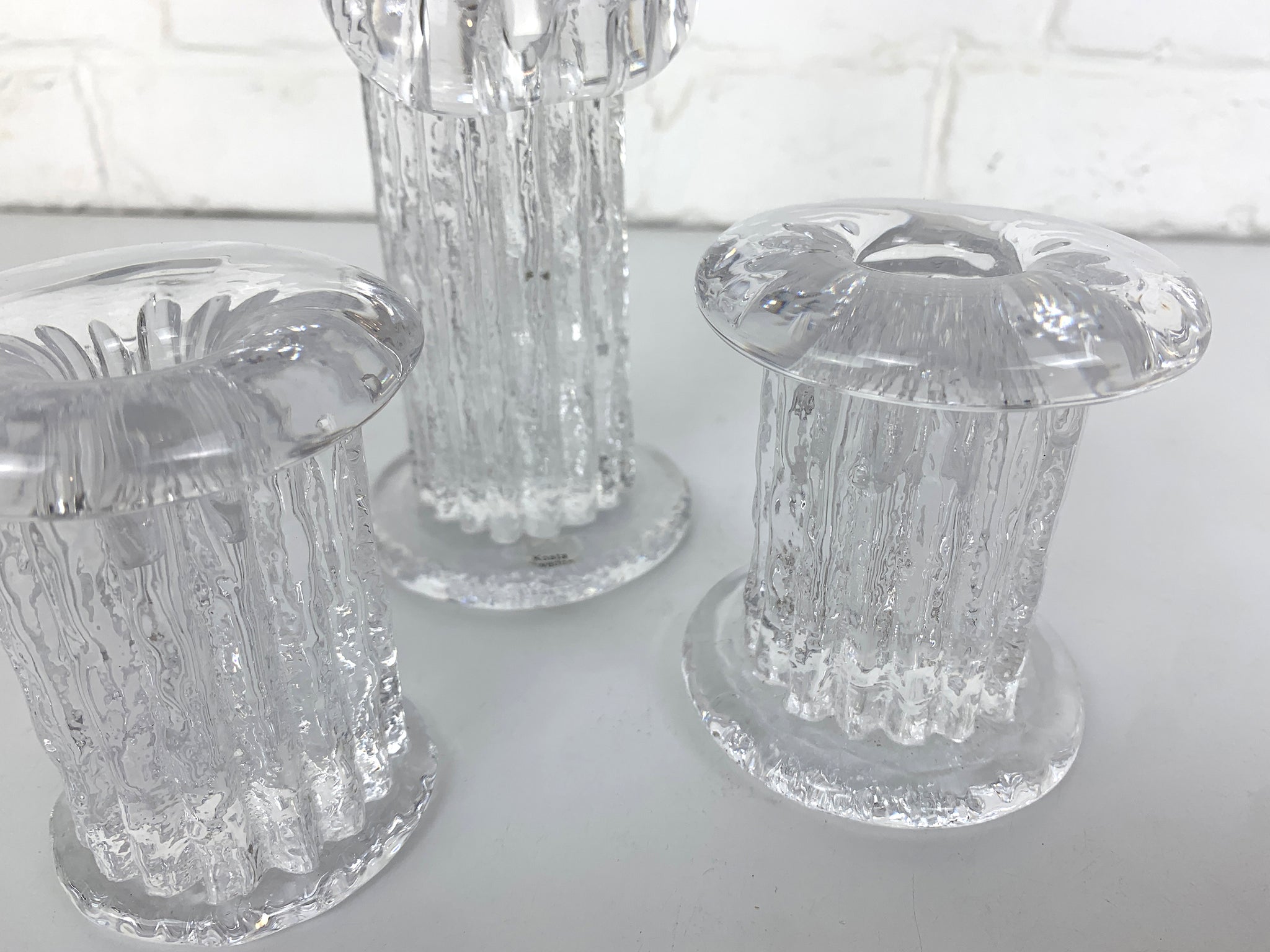 Glass Candlesticks by Göran Wärff for Kosta Boda, Sweden, 1970s, Set of 3