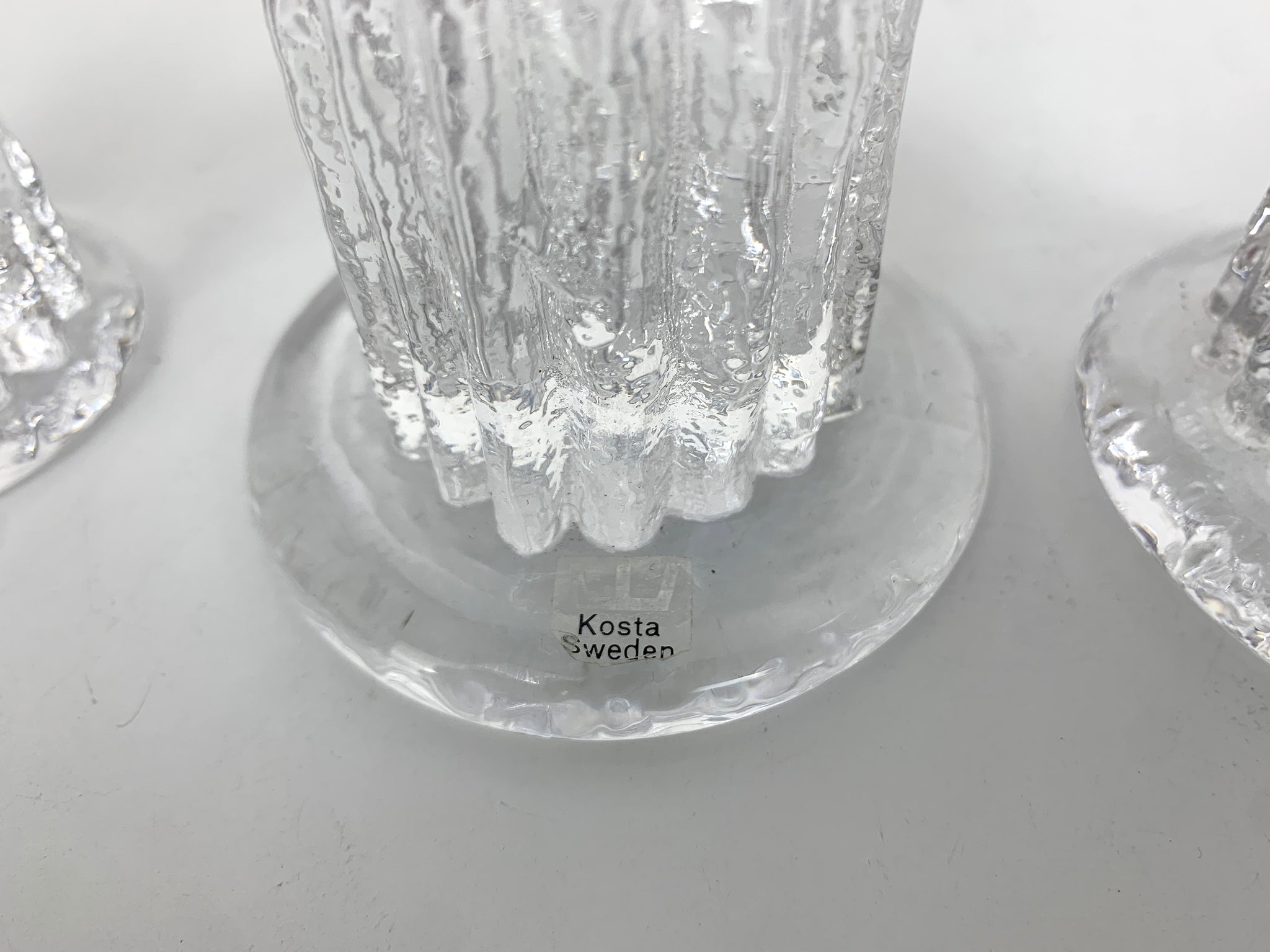 Glass Candlesticks by Göran Wärff for Kosta Boda, Sweden, 1970s, Set of 3