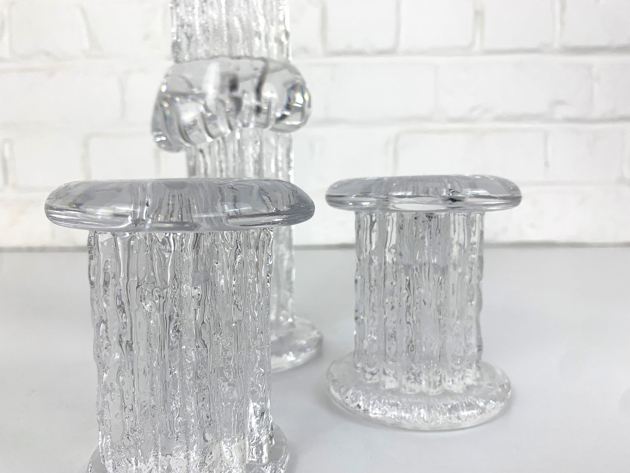 Glass Candlesticks by Göran Wärff for Kosta Boda, Sweden, 1970s, Set of 3