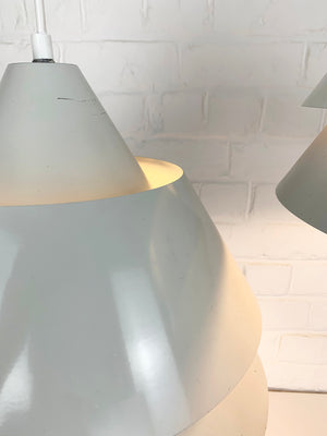 Pair light grey Zone Pendant Lamps Jo Hammerborg for Fog & Mørup, 1960s