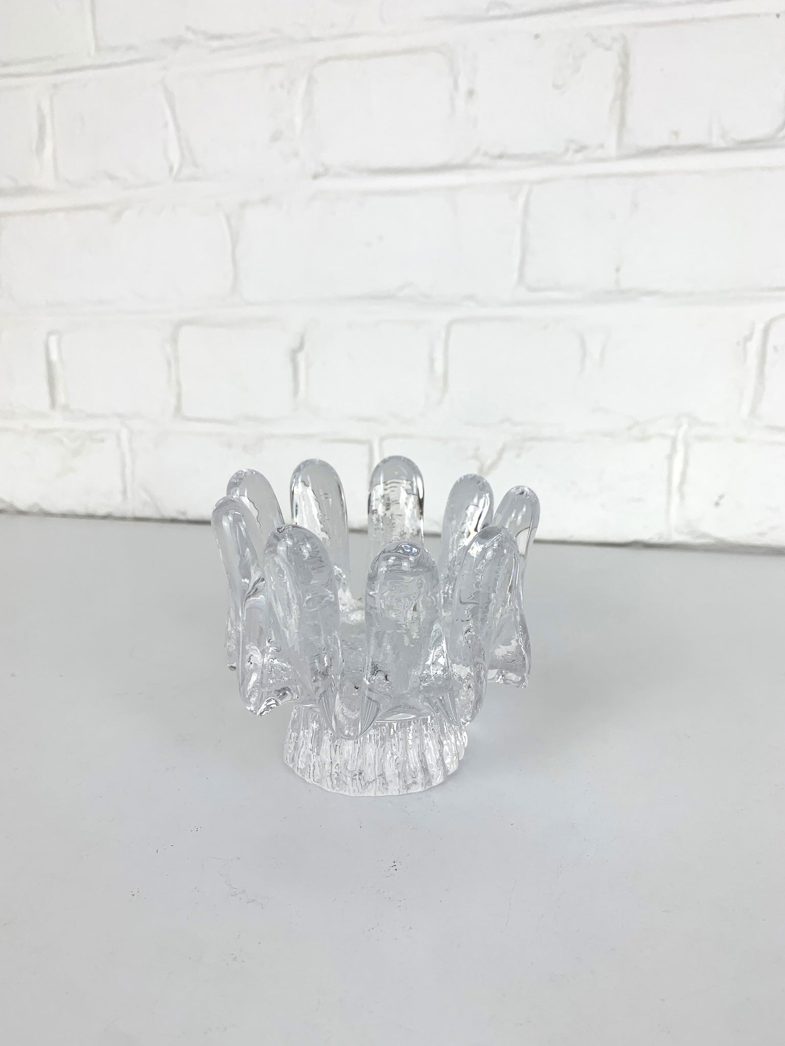 Sunflower Glass Candle Holder by Göran Wärff for Kosta Boda, Sweden, 1970s