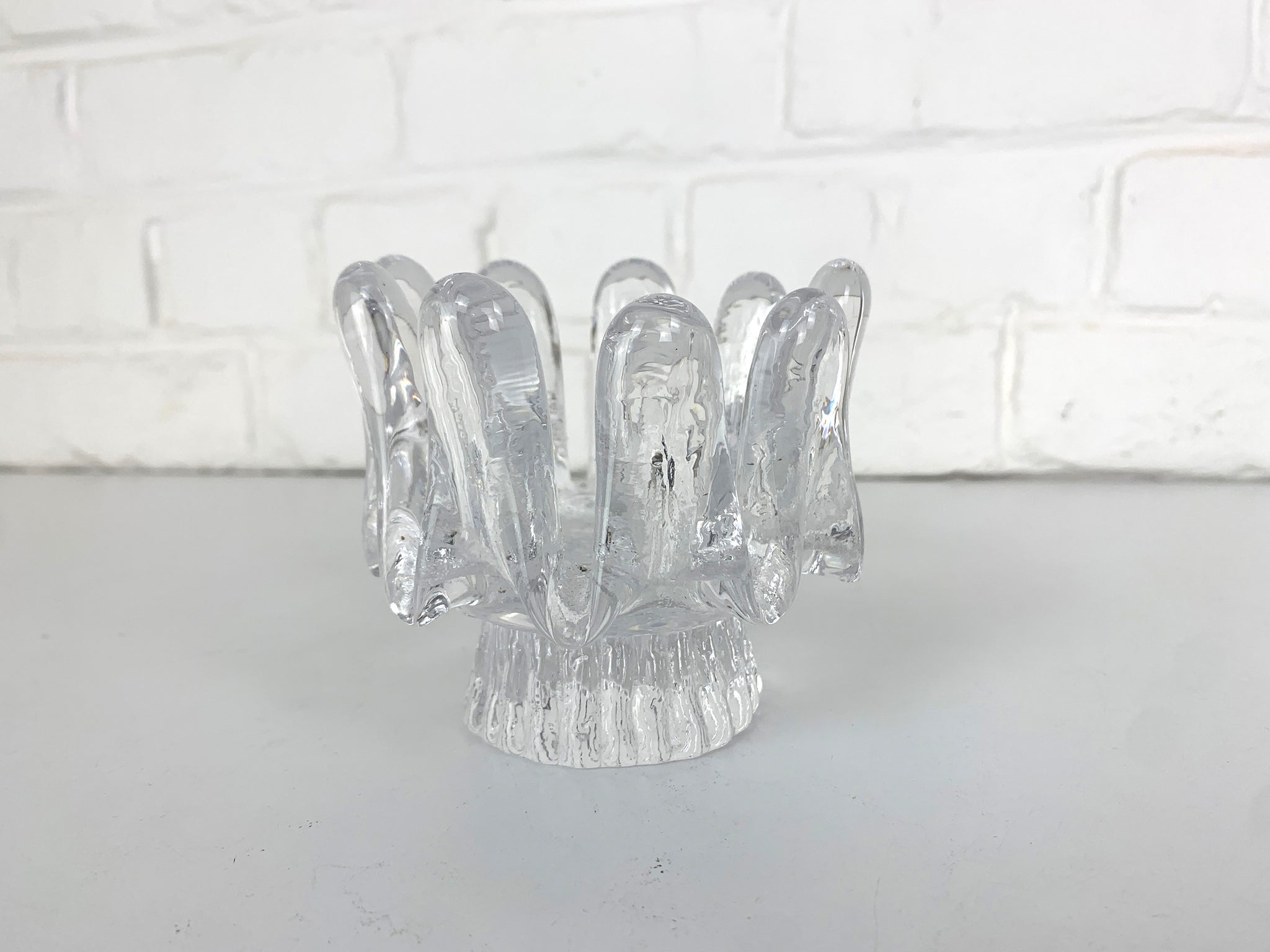 Sunflower Glass Candle Holder by Göran Wärff for Kosta Boda, Sweden, 1970s