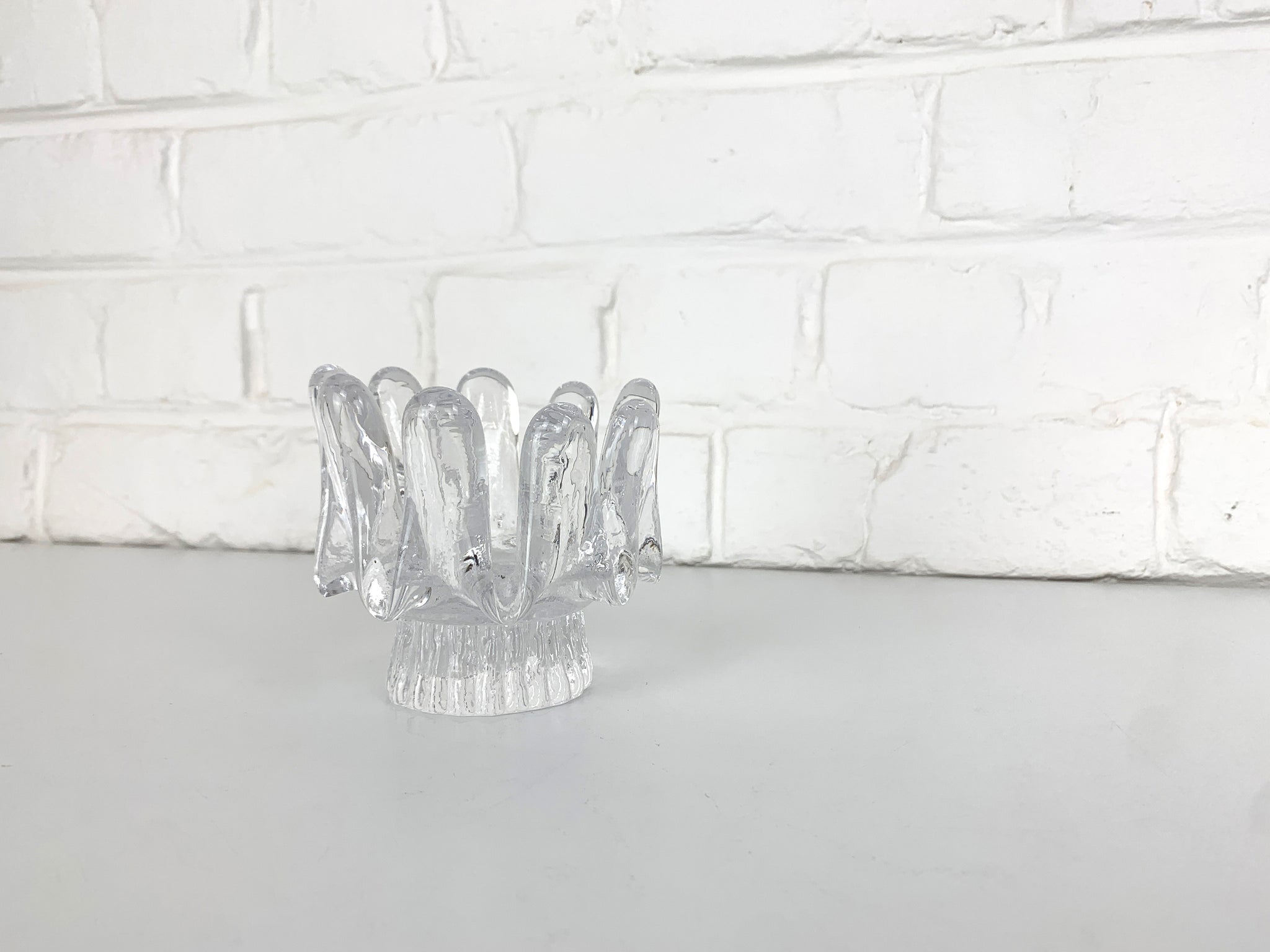 Sunflower Glass Candle Holder by Göran Wärff for Kosta Boda, Sweden, 1970s