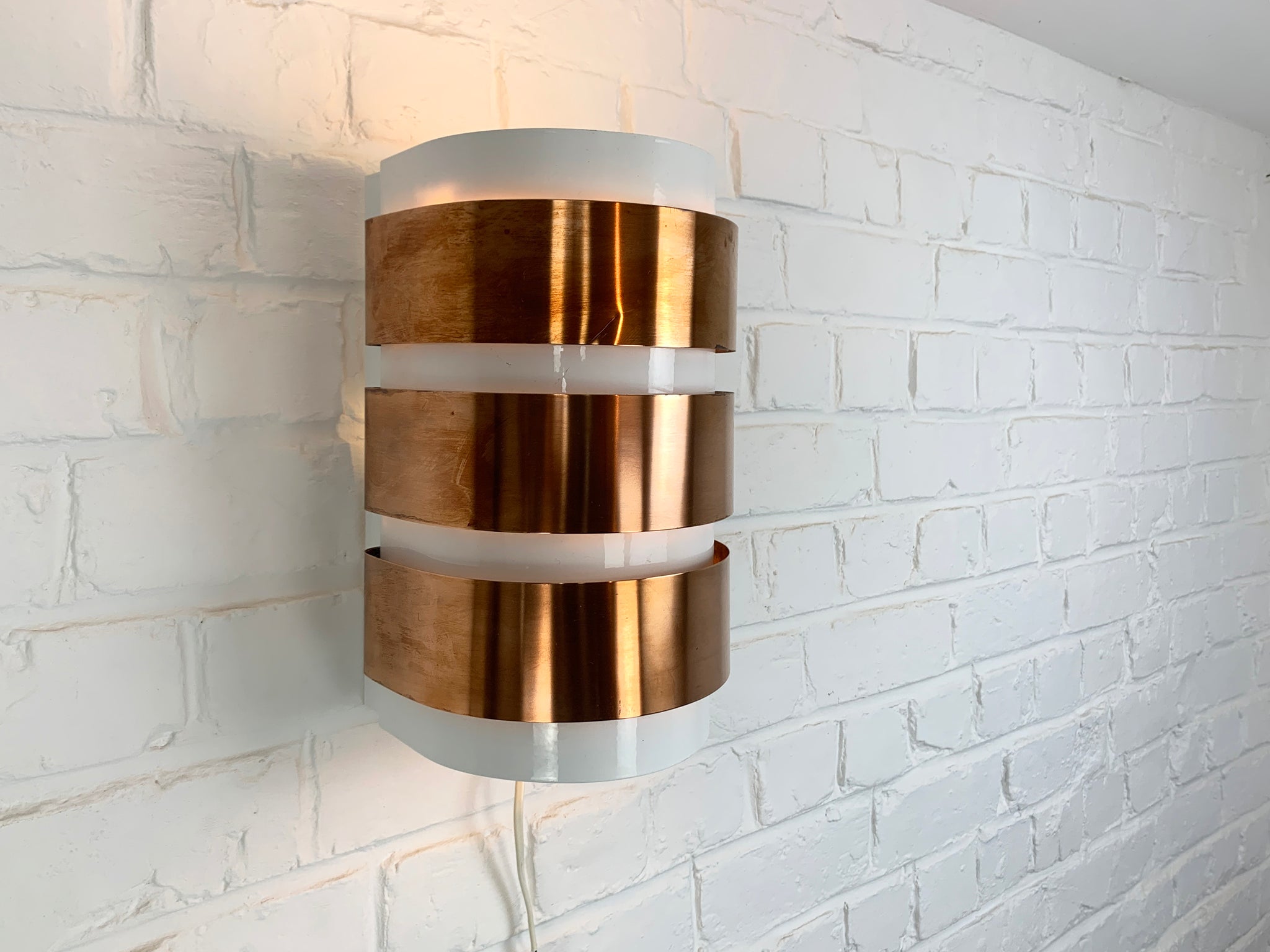 V-155 Wall-Lamp, Hans-Agne Jakobsson for AB Markaryd, Copper & White 1960s