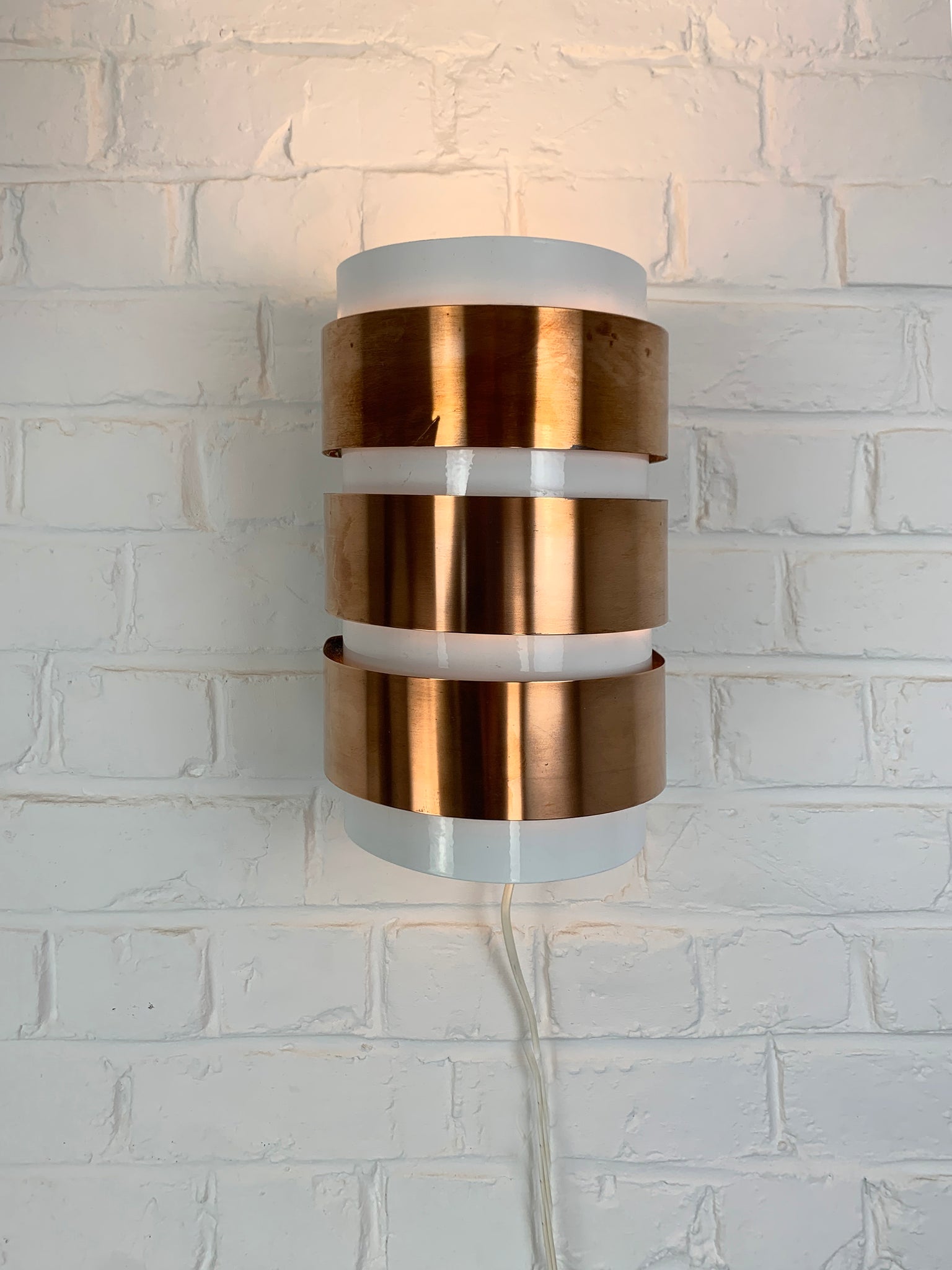 V-155 Wall-Lamp, Hans-Agne Jakobsson for AB Markaryd, Copper & White 1960s