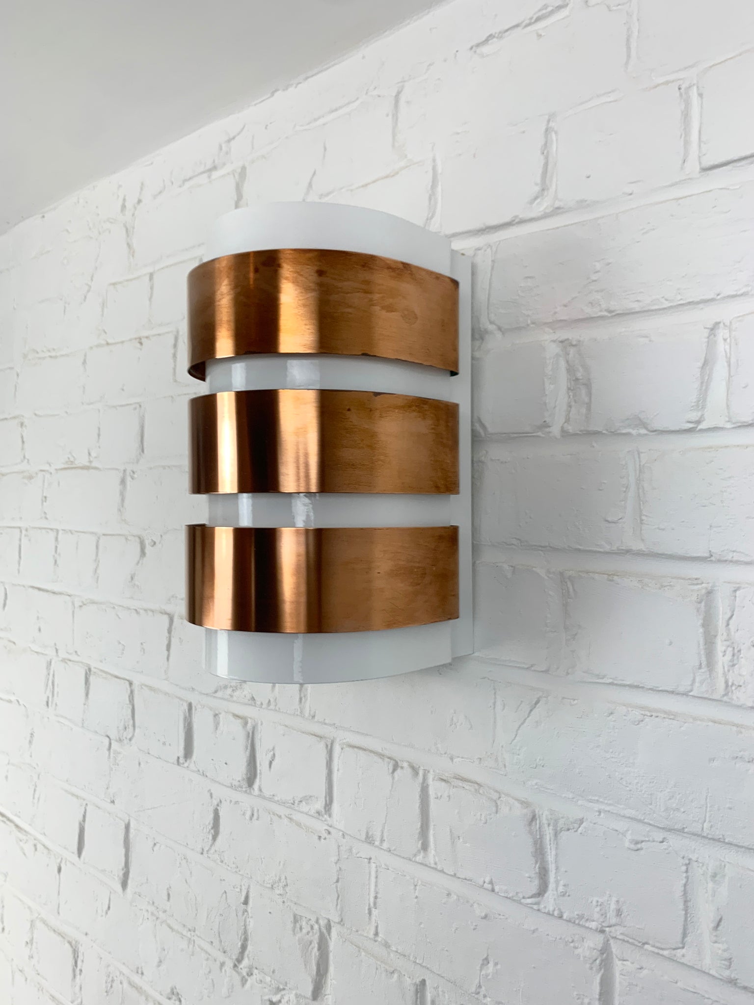 V-155 Wall-Lamp, Hans-Agne Jakobsson for AB Markaryd, Copper & White 1960s