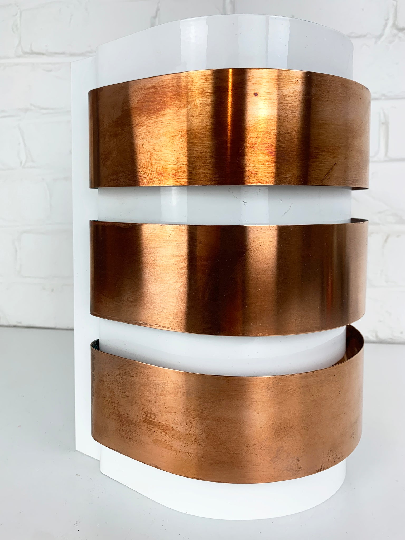 V-155 Wall-Lamp, Hans-Agne Jakobsson for AB Markaryd, Copper & White 1960s