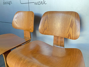 DCW Chairs by Charles & Ray Eames for Evans / Herman Miller Ash, 1940s, Set of 2