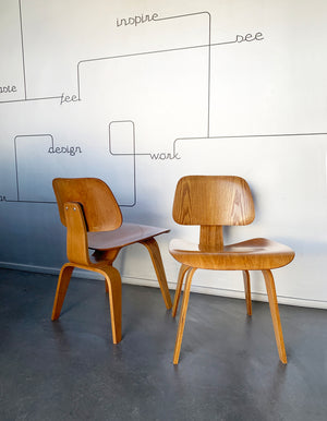 DCW Chairs by Charles & Ray Eames for Evans / Herman Miller Ash, 1940s, Set of 2