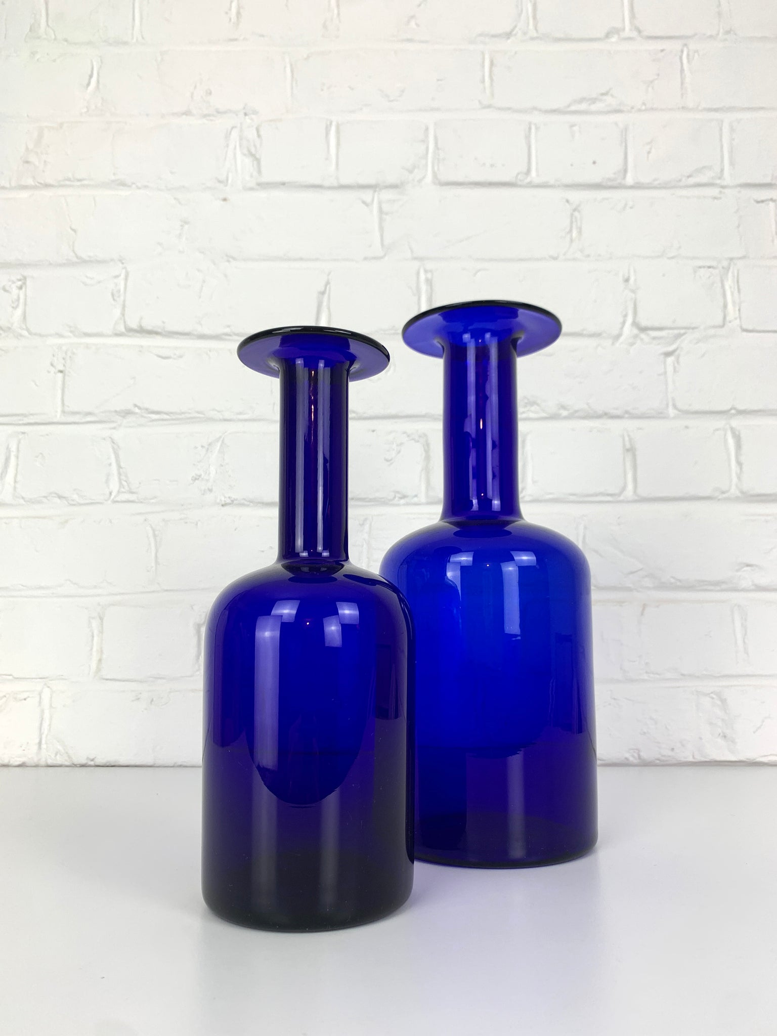 Pair Danish Cobalt Blue Vases by Otto Brauer Holmegaard Gulv Vases, 1950s