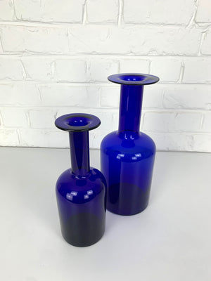 Pair Danish Cobalt Blue Vases by Otto Brauer Holmegaard Gulv Vases, 1950s