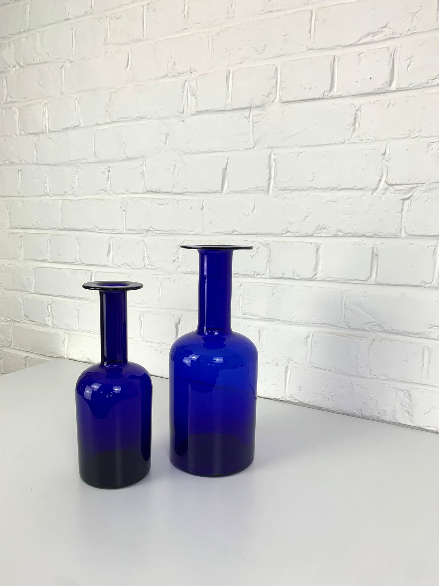 Pair Danish Cobalt Blue Vases by Otto Brauer Holmegaard Gulv Vases, 1950s